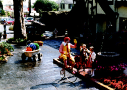 Ronald McDonald rides his bike at Crossroads for a commercial filmed in 1979.