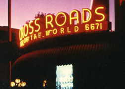 Brilliant neon graces the Crossroads tower on Sunset Blvd.