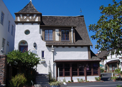 Half-timbering, stained glass and large windows characterize Crossroads' Continental Village.
