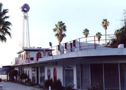 The ocean liner in the center of the complex anchors the Crossroads tower.