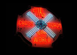 This beautiful original neon sign is at the rear of the Crossroads property.