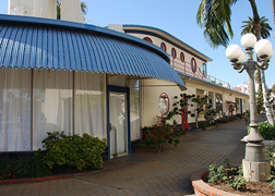Portholes, railings and nautical blue accents are features of the Crossroads ocean liner.