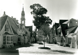 European architecture in Crossroads' Continental Village on its opening in 1936.