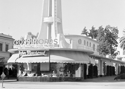The iconic 1936 photo of Crossroads and John Macsoud's men's store. Security Pacific Collection/Los Angeles Public Library