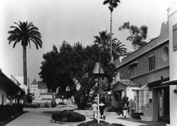 Visitors strolling through the eastern part of the complex, where Alfred Hitchcock once had his offices.